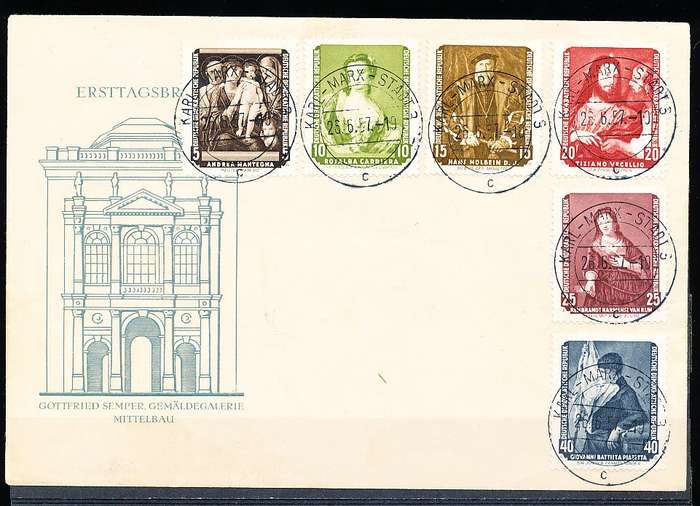 GERMANY  DDR   1957  -   Paintings from Dresden Gallery  FULL  SET ON COVER      -  FINE USED