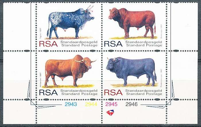 RSA -  1997  -  Cattle Breeds  C/BLOCK  - FINE   MINT