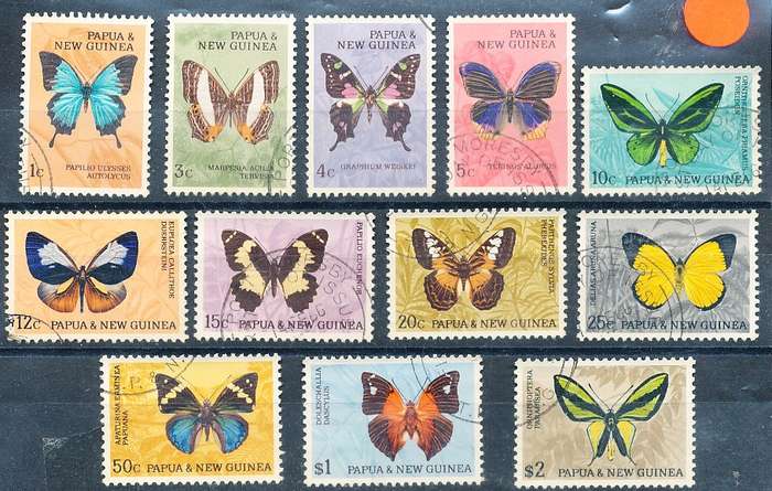 PAPUA NEW GUINEA 1966  -  Butterflies   FULL  SET    -   FINE USED