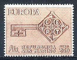SAN MARINO  1968  -   EUROPA Stamps SINGLE ISSUE    - FINE  MINT