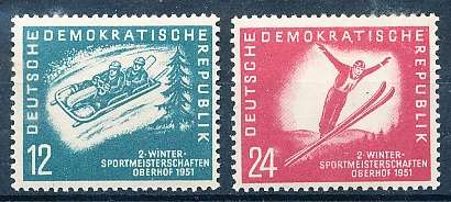 GERMANY  DDR   1951  -  Winter Sports   FULL SET     -   MINT