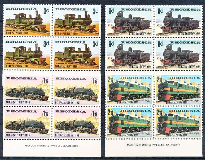 RHODESIA   - 1969  Opening of Beira-Salisbury Railway  IMPRINT  BLOCKS -   FINE MINT