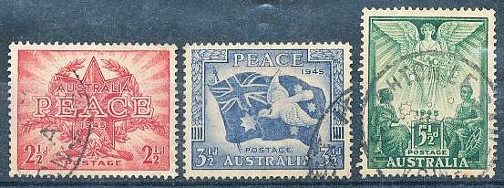 AUSTRALIA  1946 -    World War II - "PEACE"   SET   -  FINE USED