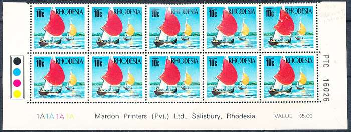 RHODESIA   - 1970   Industrial Development  10c EXTENDED  C/BLOCK  "A"    -   FINE MINT