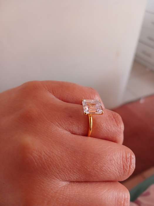 Cubic Zirconia 925 Sterling Silver Gold Plated Ring 18mm Good as New