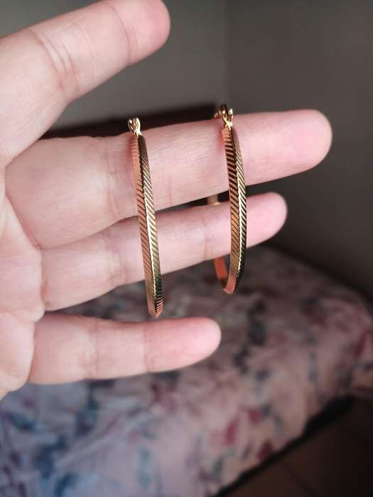 Gold Plated Stainless Steel Patterned Hoop Earrings