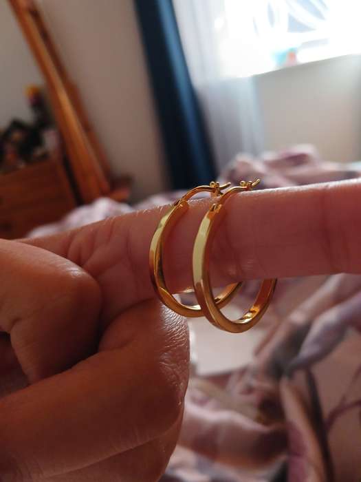 925 Sterling Silver Gold Plated Hoop Earrings Good as New 3cm