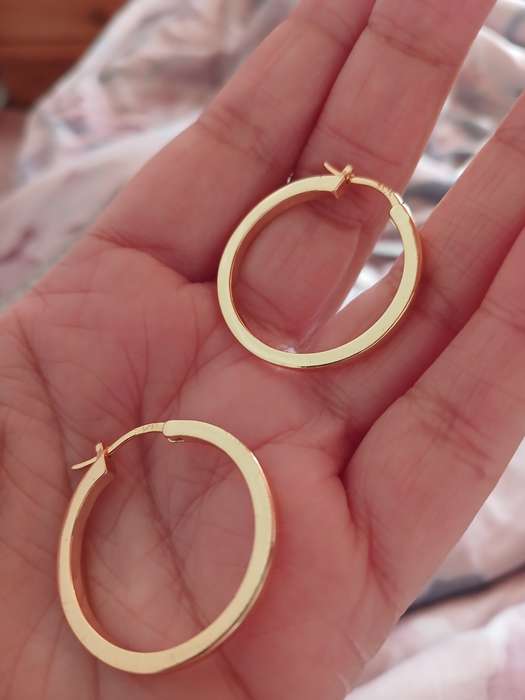925 Sterling Silver Gold Plated Hoop Earrings Good as New 3cm