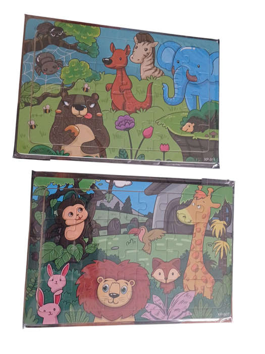2 Pack 24 Piece Animal Wooden Puzzle