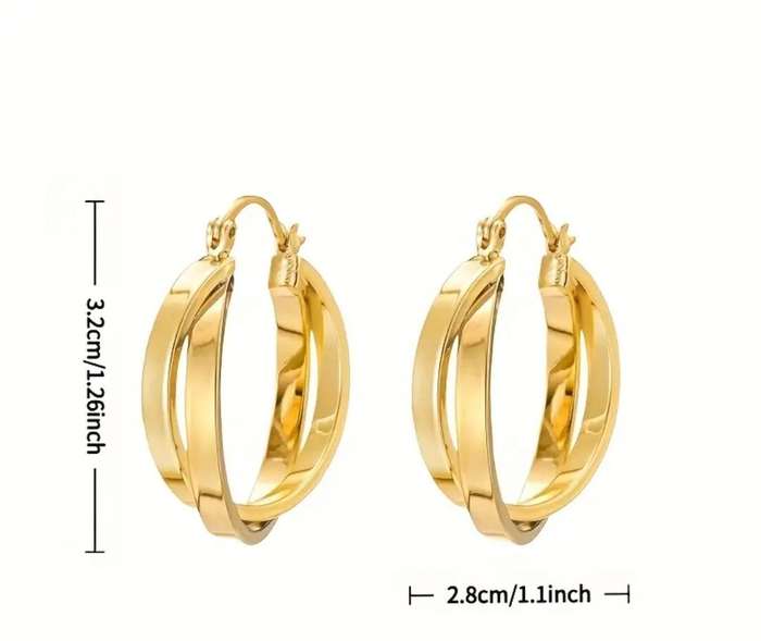 Elegant Cross & Circle Design Earrings Gold Plated