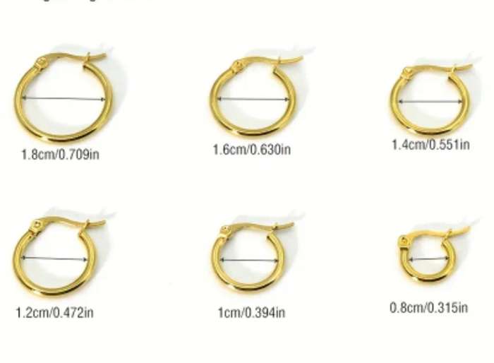 1 Pair Stainless Steel Hoop Gold Plated 1.4cm