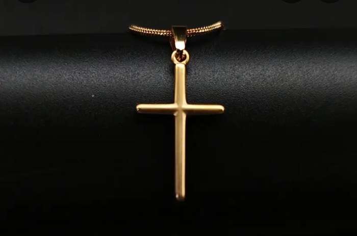 Gold Plated Stainless Steel Cross Pendant Necklace
