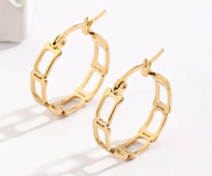 Stainless Steel Geometric Gold Plated Hoop Earrings
