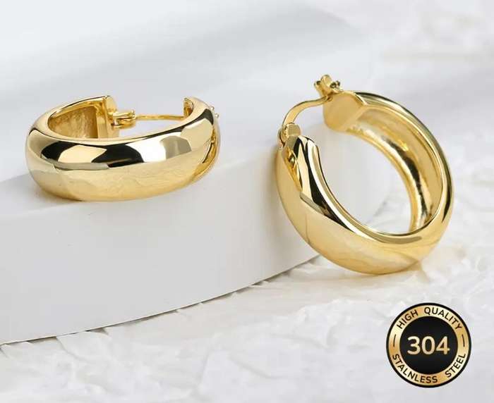 Gold Plated Stainless Steel Hoop Earrings
