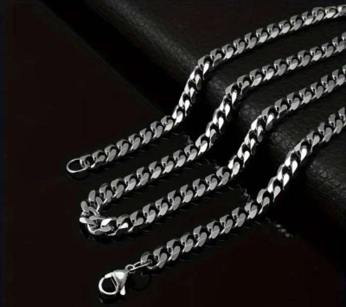 7mm 50cm Stainless Steel Cuban Chain Necklace