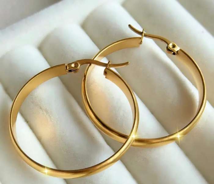 Gold Plated Stainless Steel Hoop Earrings