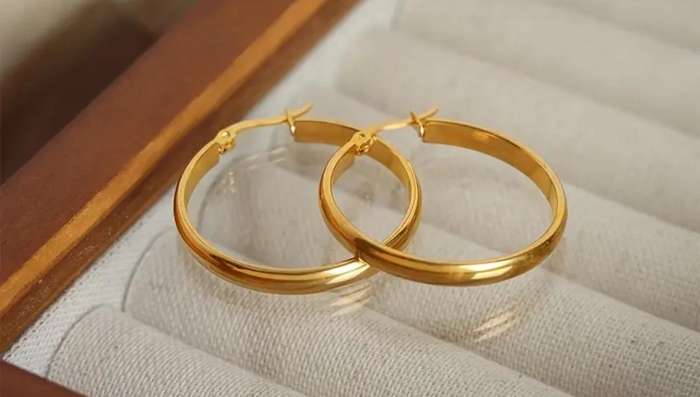 Gold Plated Stainless Steel Hoop Earrings