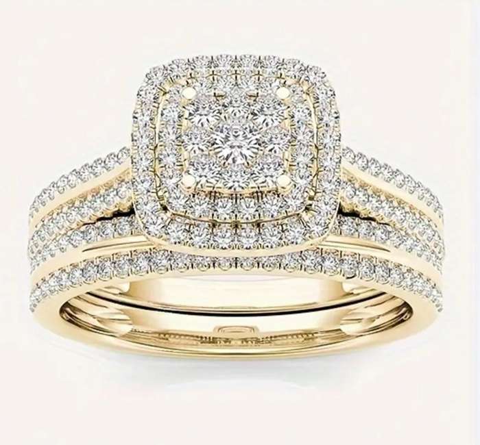 Boho-Chic 2pcs Ring Set For Women - Zinc Alloy, Perfect For Daily Wear & Engagement/Wedding