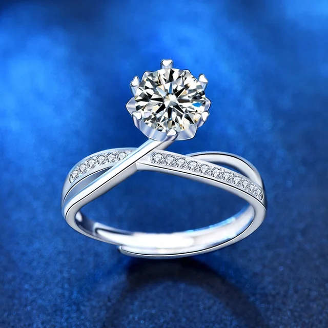 Unique Sterling Silver Moissanite Ring with Certificate of Authenticity