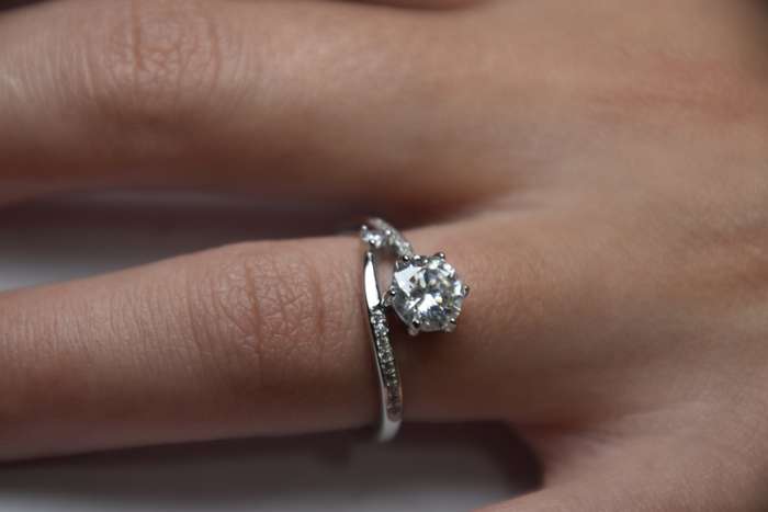 Moissanite and Sterling Silver Ring with Certificate of Authenticity