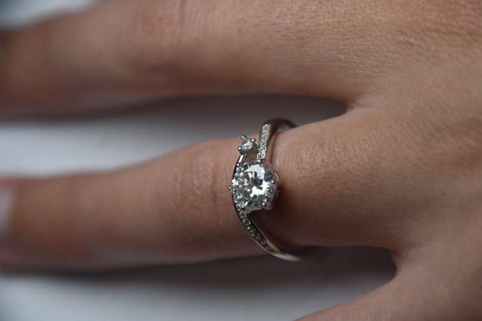 Moissanite and Sterling Silver Ring with Certificate of Authenticity