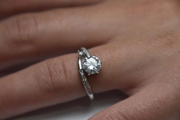 Moissanite and Sterling Silver Ring with Certificate of Authenticity