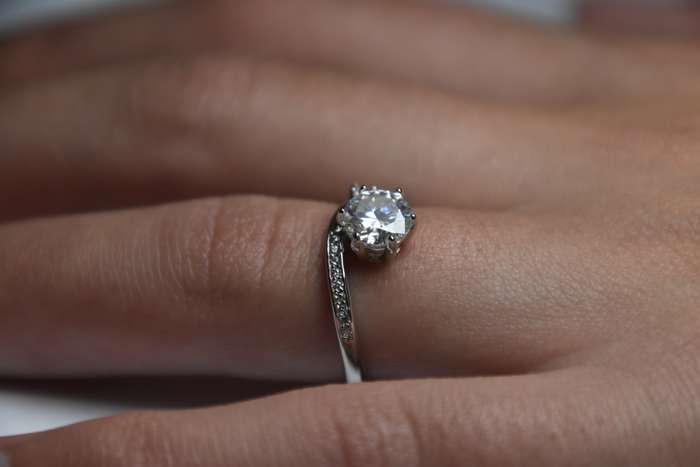 Moissanite and Sterling Silver Ring with Certificate of Authenticity