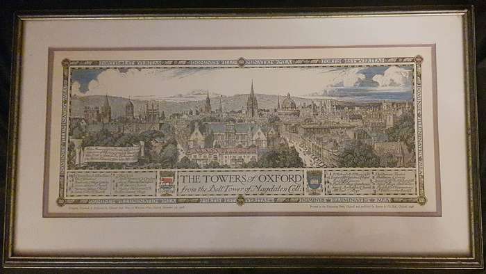 Lithograph Edmund Hort Towers of Oxford