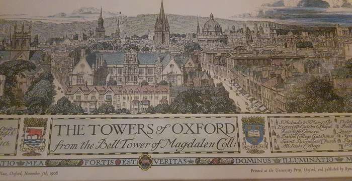 Lithograph Edmund Hort Towers of Oxford