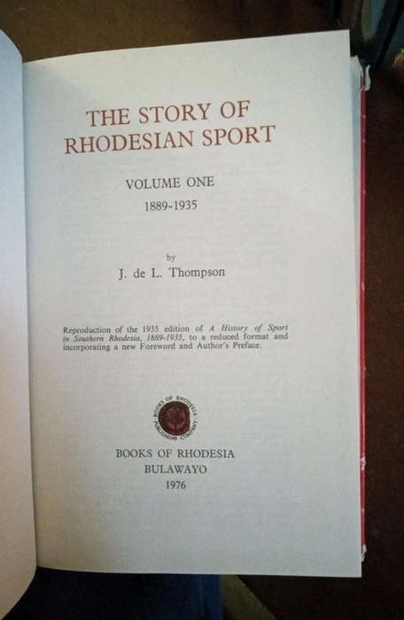 THE STORY of RHODESIAN SPORT  1889 - 1935