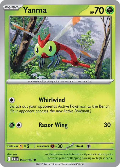 Pokemon Card - Yanma 002/182 - Common - Destined Rivals - NM