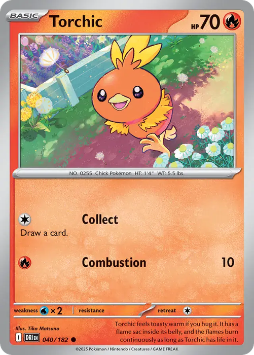 Pokemon Card - Torchic 040/182 - Common - Destined Rivals - NM