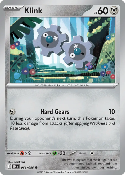 Pokemon Cards - Klink 061/086 - Common - Black Bolt - NM
