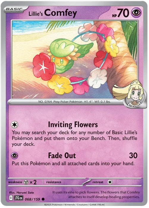 Pokemon Card - Lillie's Comfey 068/159 - Common - Journey Together - NM