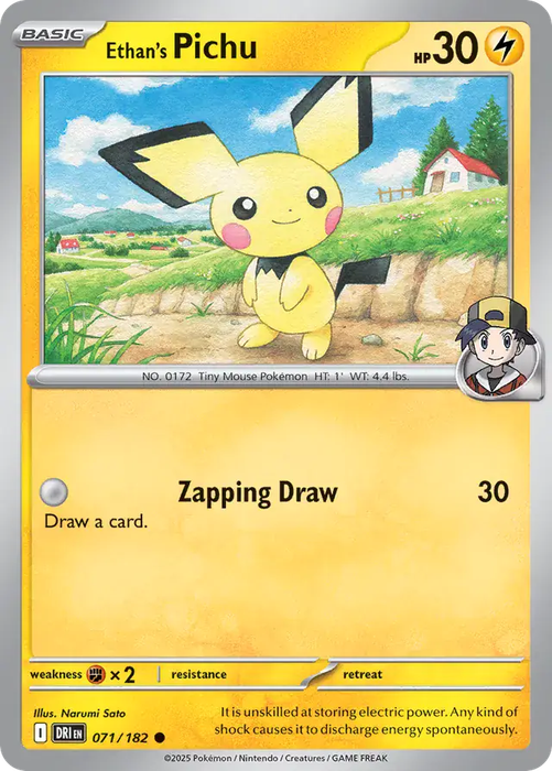Pokemon Card - Ethan's Pichu 071/182 - Common - Destined Rivals - NM