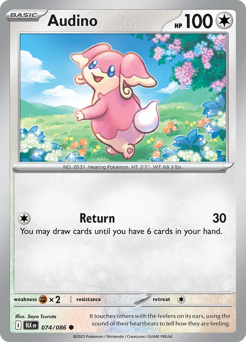 Pokemon Cards - Audino 074/086 - Common - Black Bolt - NM