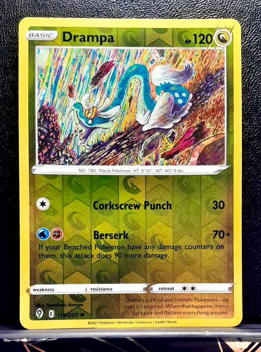 Pokemon Cards - Drampa 119/203 - Reverse Holo Rare - Sword & Shield Evolving Skies NM