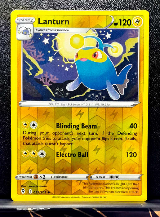 Pokemon Cards - Lanturn 053/203 - Reverse Holo - Sword & Shield Evolving Skies NM