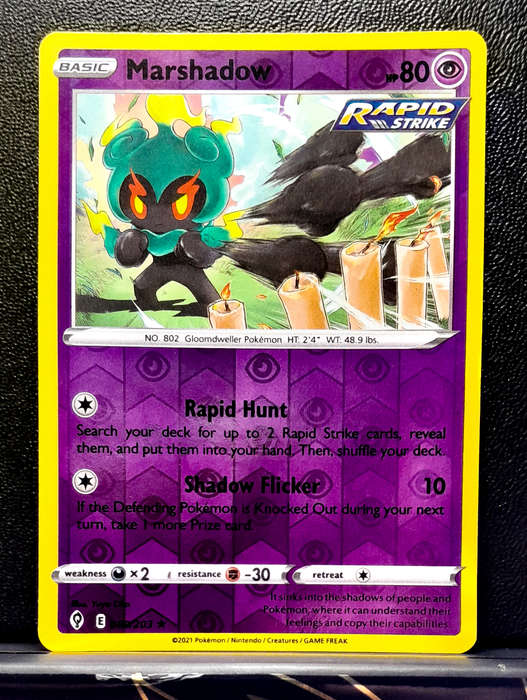 Pokemon Cards - Marshadow 080/203 - Reverse Holo Rare - Sword & Shield Evolving Skies NM