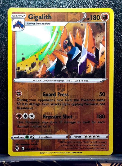 Pokemon Cards - Gigalith 088/203 - Reverse Holo Rare - Sword & Shield Evolving Skies NM