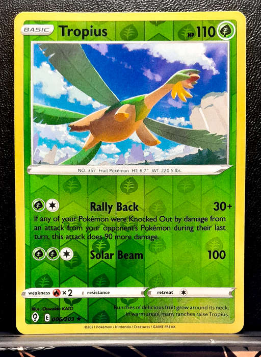 Pokemon Cards - Tropius 006/203 - Reverse Holo Rare - Sword & Shield Evolving Skies NM