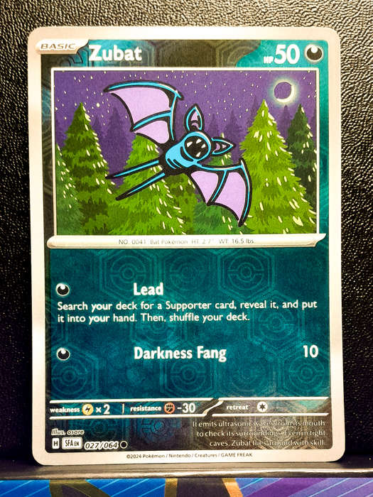Pokemon Card - Zubat 027/064 - Reverse Holofoil - Shrouded Fable NM
