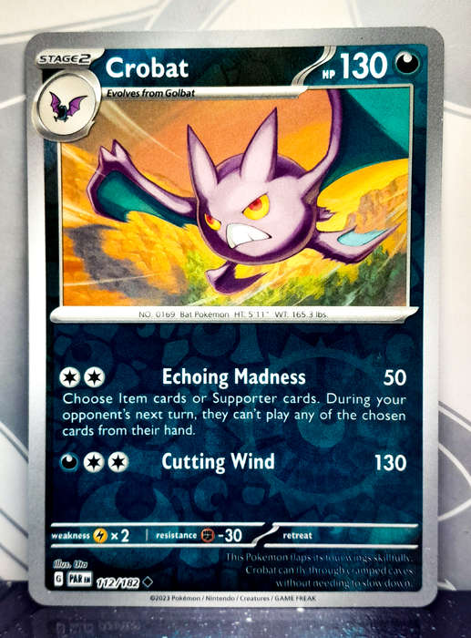 Pokemon Card - Crobat 112/182 - Reverse Holofoil -  Paradox Rift NM