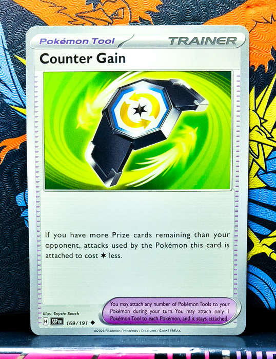 Pokemon Card - Counter Gain 169/191 - Tool Trainer - Surging Sparks NM