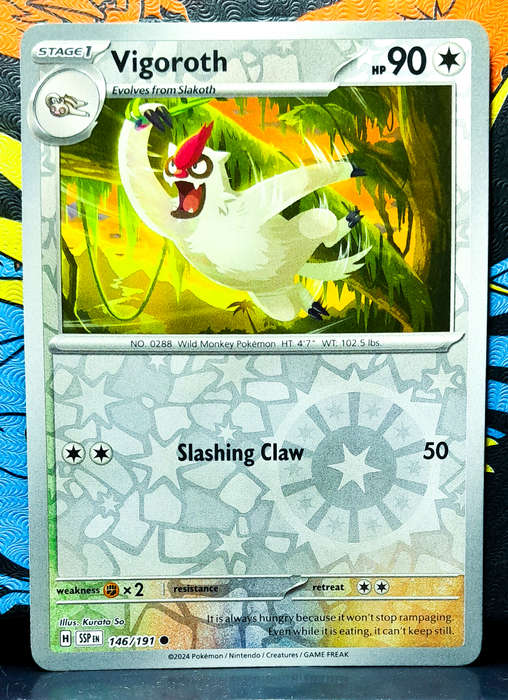 Pokemon Card - Vigoroth 146/191 - Reverese Holofoil - Surging Sparks NM