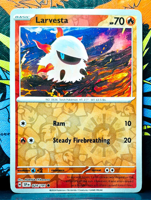 Pokemon Card - Larvesta 024/191 - Reverese Holofoil - Surging Sparks NM
