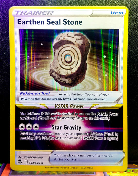 Pokemon Card - Earthan Seal Stone 154/195 - Holo Rare Trainer - Silver Tempest