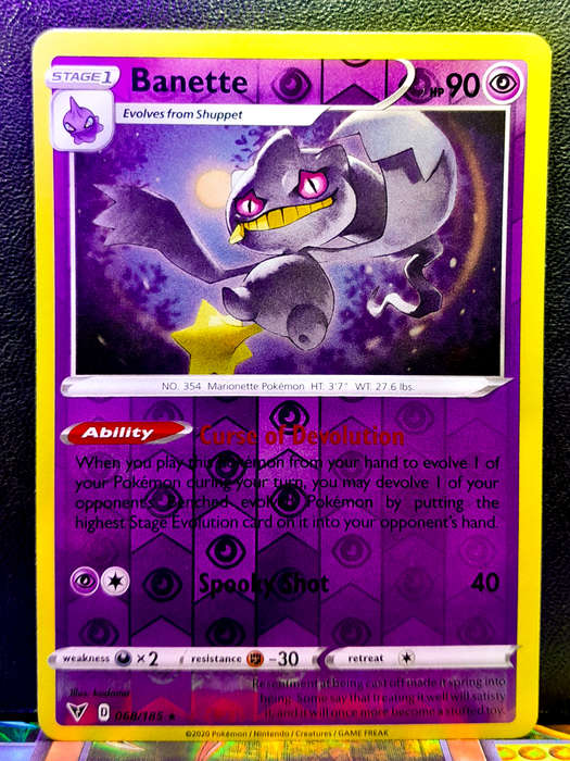 Pokemon Cards - Banette 068/185 - Reverse Holo Rare - Vivid Voltage (NM)