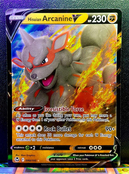 Pokemon Card - Hisuian Arcanine V 090/195 - Holofoil Rare - Silver Tempest
