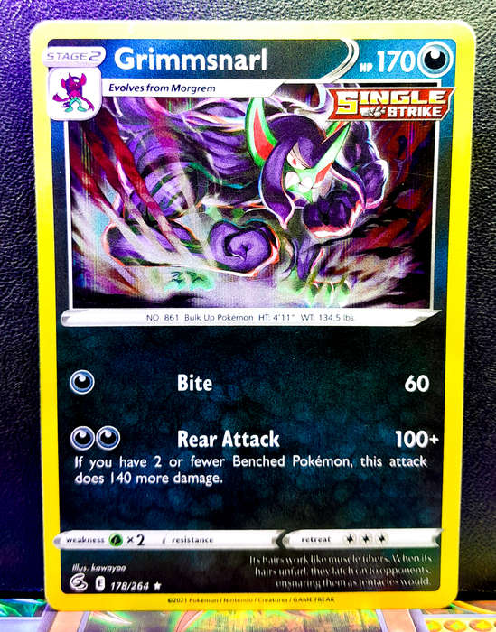 Pokemon Card - Grimmsnarl 178/264 - Holofoil Rare - Fusion Strike